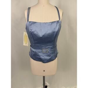 Alfred‎ Angelo Cornflower Blue Satin Bustier Top Sz 12 Bridesmaid Strap Cami NWT